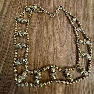 EUC Timeless Classy Unique Chic Gold-Tone Double Beaded Necklace with claw clasp